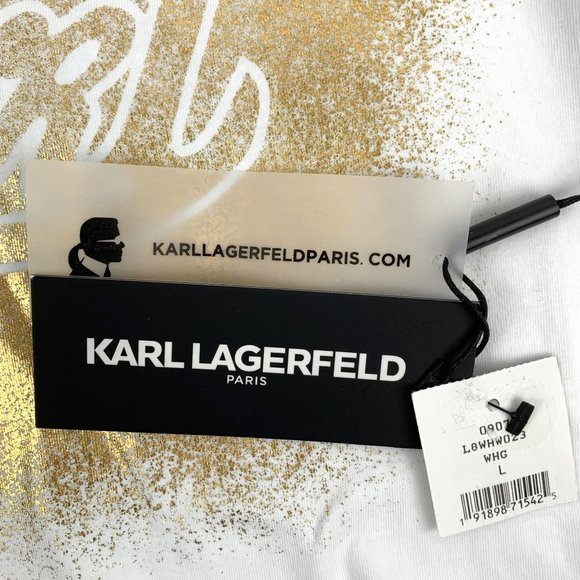 Karl Lagerfeld #TeamKarl T Shirt Gold Metallic Logo Women’s Choose Size New - Picture 6 of 10